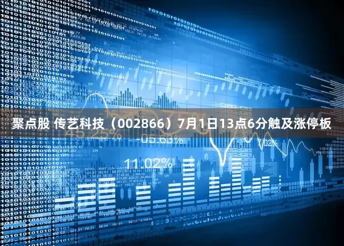聚点股 传艺科技(002866)7月1日13点6分触及涨停板