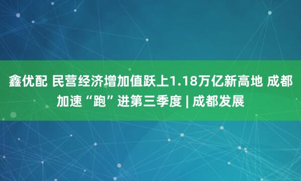 鑫优配 民营经济增加值跃上1.18万亿新高地 成都加速“跑”进第三季度 | 成都发展