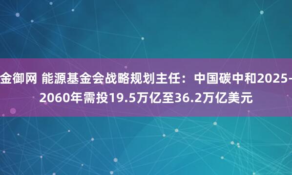 金御网 能源基金会战略规划主任：中国碳中和2025-2060年需投19.5万亿至36.2万亿美元